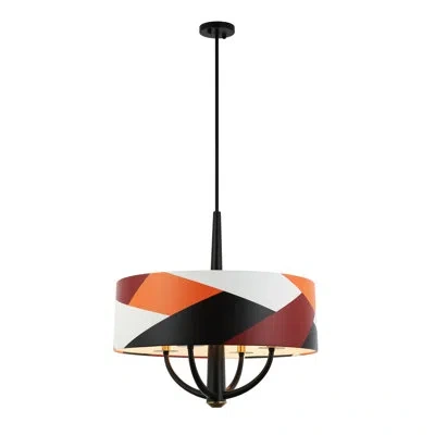 Varaluz Patchwork 4-lt Pendant - Black/satin Brass/patchwork In Matte Black