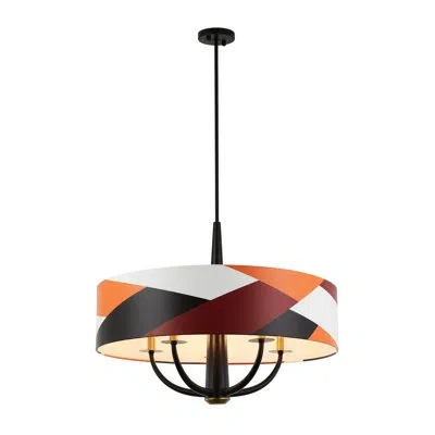 Varaluz Patchwork 5-lt Pendant - Black/satin Brass/patchwork