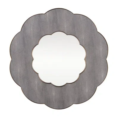 Varaluz Scallop Wall Mirror In Antique Brass;gray