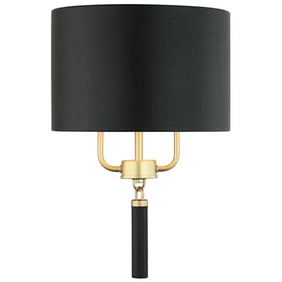 Varaluz Secret Agent 18"h Gold And Black Leather 2-light Wall Sconce