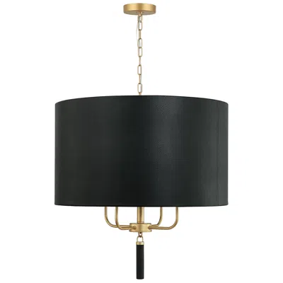 Varaluz Secret Agent 24" Wide Painted Gold And Black Drum Chandelier