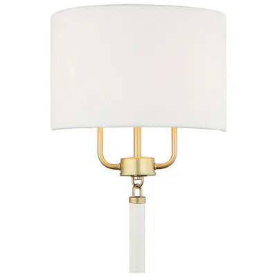 Varaluz Secret Agent 2-lt Sconce - Painted Gold & White Leather