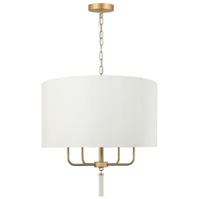 Varaluz Secret Agent 4-lt Pendant - Painted Gold & White Leather