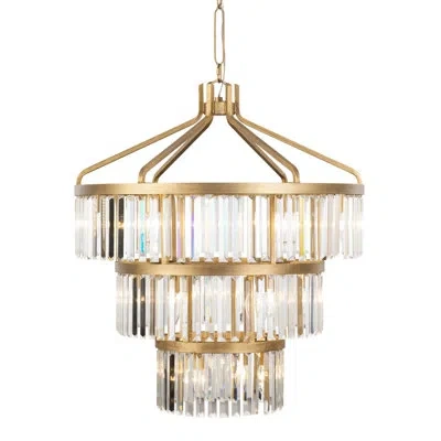 Varaluz Social Club 15-light 3-tier Crystal Pendant In Gold,brass