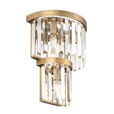 Varaluz Social Club 3-light 2-tier Crystal Wall Sconce In Gold,brass;or,laiton