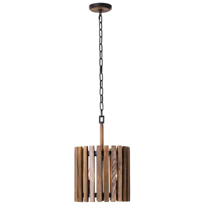 Varaluz Suratto 12" Wide Black And Walnut Cylinder Mini Pendant In Gold