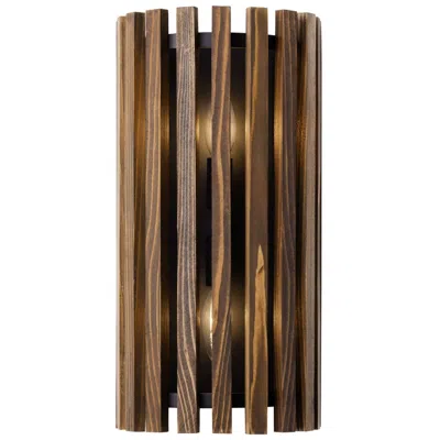Varaluz Suratto 16" High 2-light Matte Black Medium Walnut Wall Sconce