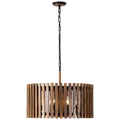 Varaluz Suratto 24" Wide Medium Walnut 6-light Pendant