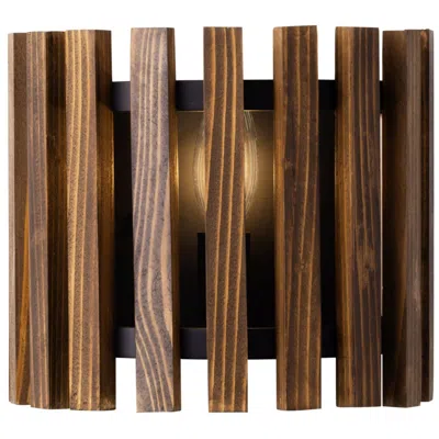 Varaluz Suratto 7" High Matte Black And Walnut Wall Sconce In Brown