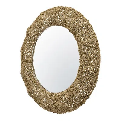 Varaluz Tangled 33-in Wall Mirror - Natural Rope In Brown;tan;beige