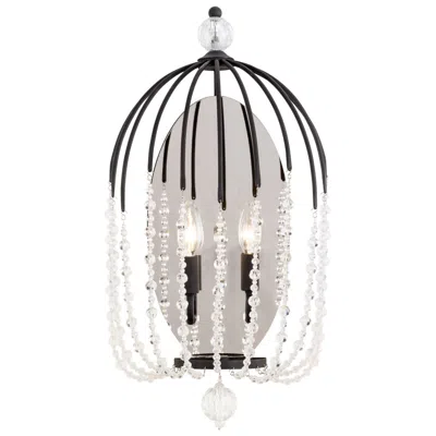Varaluz Voliere 12" Wide 2-light Matte Black And Crystal Sconce