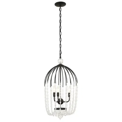 Varaluz Voliere 14 1/2" Wide Matte Black Crystal 3-light Pendant