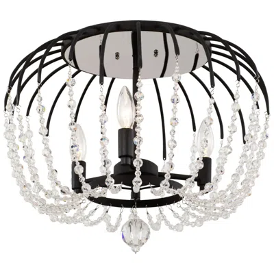 Varaluz Voliere 18 1/2" Wide Matte Black And Crystal Ceiling Light