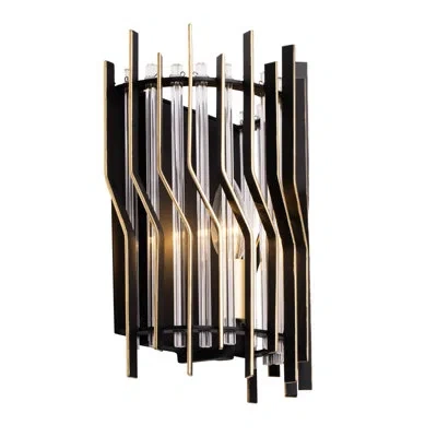 Varaluz Walshaw Wall Sconce In Clear,transparent Glass;black,gold;noir,or;noir,ou