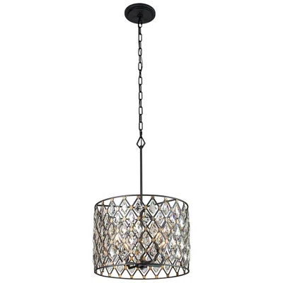 Varaluz Windsor 18" Wide 4-light Carbon And Gold Crystal Pendant Light
