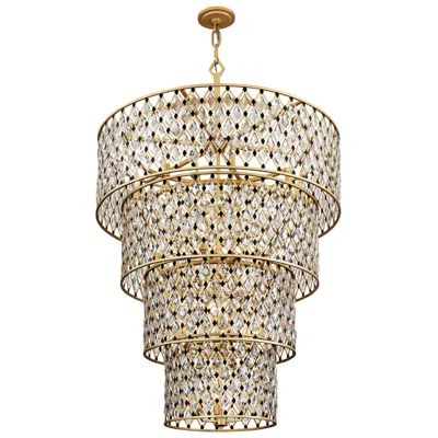 Varaluz Windsor 40" Wide French Gold Matte Black 4-tier Chandelier