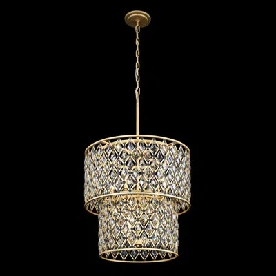 Varaluz Windsor 7-light 2-tier Crystal Chandelier - French Gold/matte Black In French Gold,matte Black