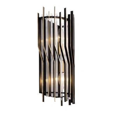 Varaluz Yaseen Steel Flush Mounted Sconce In Black,gold