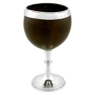 Pre-owned Various Makers Victorian Sterling Silver Coconut Cup By , 1873, Uk In Black
