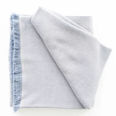Variously Boro Handloom Throw In Soft Merino Twill Weave Serene Calming Blue