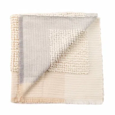 Variously Butterscotch White Handloom Textured Plush Merino Throw