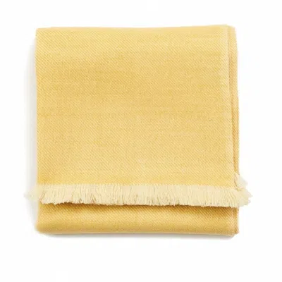 Variously Dandelion Butter Yellow Plush Soft Twill Merino Handwoven Throw - Yellow