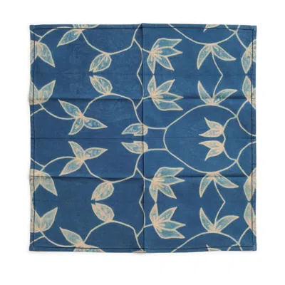Variously Folio Indigo Handcrafted Shibori Cotton Table Napkin Set - Blue