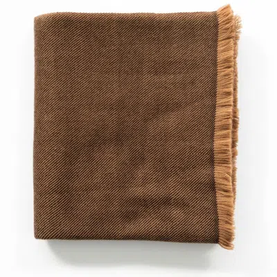 Variously Hay Brown Plush Soft Twill Merino Handwoven Throw - Brown