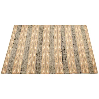Variously Neutrals Uneven Arrows Hand Woven Wool Jute Rug In Earthy Hues