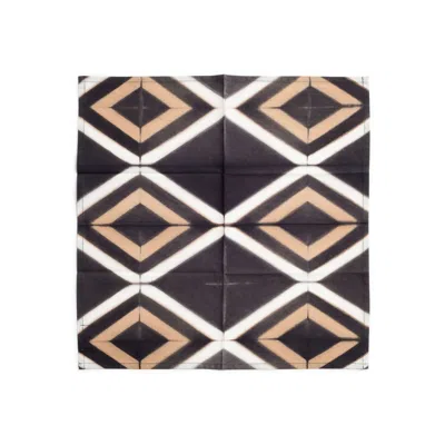 Variously Tisa Black Hand Crafted Shibori Print Cotton Table Napkins - Black