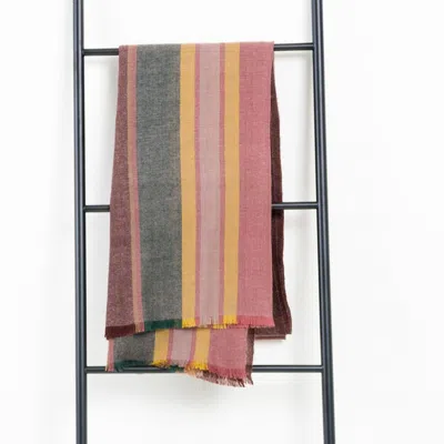 Variously Women's Barque Clay Modern Artisan Striped Soft Merino Handwoven Scarf