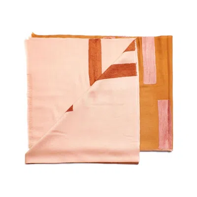 Variously Women's Canyon Orange Hand Embroidered Hand Woven Merino Blend Scarf - Orange