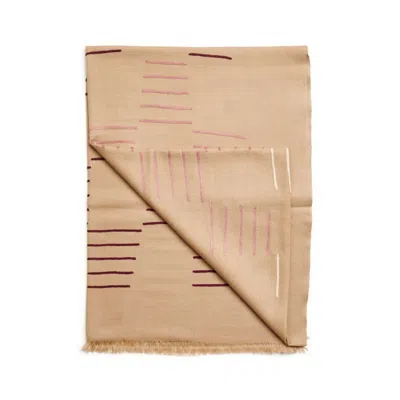 Variously Women's Maple Beige Handwoven Hand Embroidered Classic Scarf - Neutrals In Sand