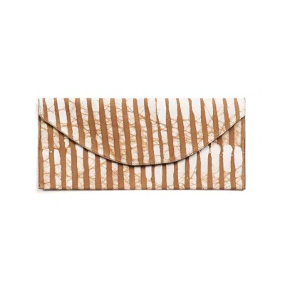 Variously Women's Oak Brown Stripes Cotton Wax Block Printed Envelope Pouch