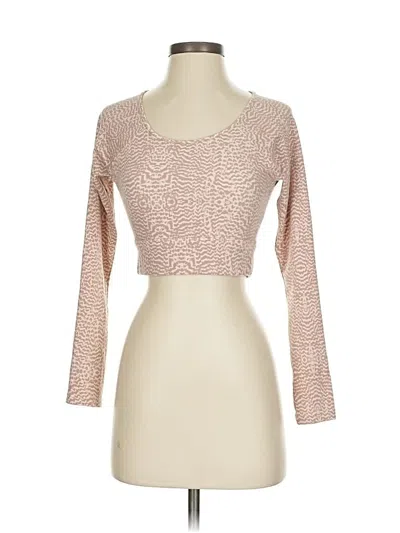 Pre-owned Varley 3/4 Sleeve Top Tan Square Neckline Tops In Brown