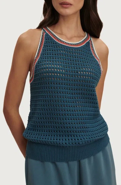 Varley Aberg Halter Cotton Knit Tank In Blue
