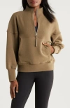 Varley Acadia Ottoman Knit Half Zip Pullover In Stone Olive