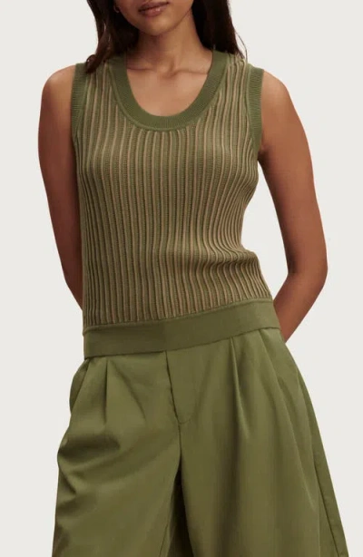 Varley Aldcroft Rib Knit Cotton Tank In Green