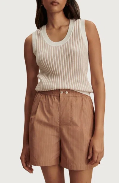 Varley Aldcroft Rib Knit Cotton Tank In White