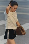 Varley Alva Knit Short-sleeve Pullover In White