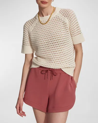 Varley Alva Short-sleeve Knit Top In Beige