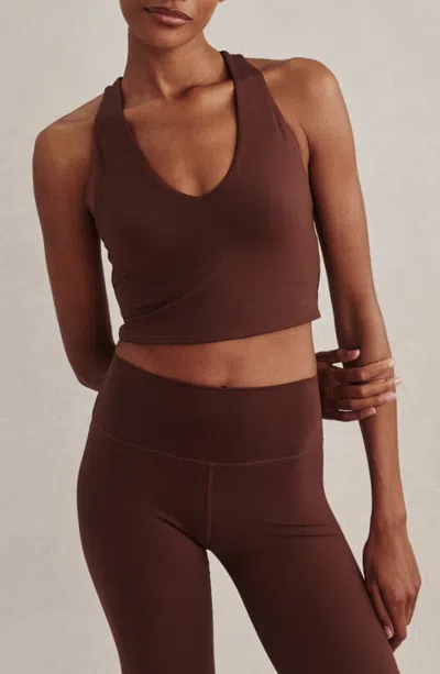 Varley Always Burke Performance Cropped Tank In Brown