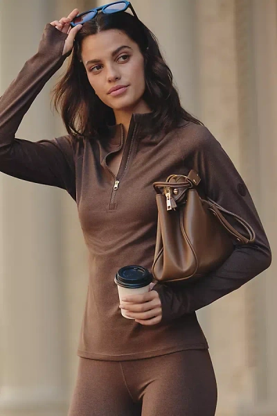 Varley Always Half-zip Long-sleeve Top In Brown