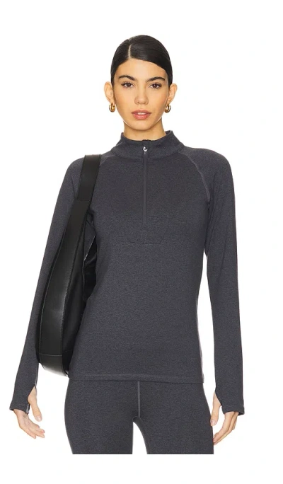 Varley Always Warm Base Layer Half Zip Top In Black Marl