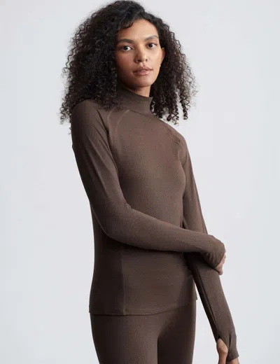 Varley Always Warm Base Layer Top In Deep Chocolate Marl