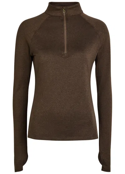 Varley Always Warm Half-zip Stretch-jersey Top In Brown
