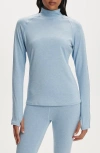 Varley Always Warm Mock Neck Base Layer Top In Blue