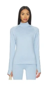 Varley Always Warm Mock Neck Base Layer Top In Blue