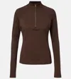 Varley Always Warm Half-zip Stretch-jersey Top In Brown