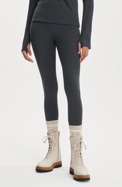 Varley Always Warm Super High Waist Base Layer Stirrup Leggings In Black Marl